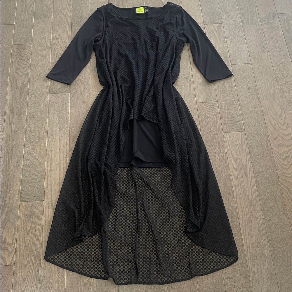 Simon Chang Elegant Black Mesh Overlay Evening Dress 🔥 Size Medium - Picture 3 of 17